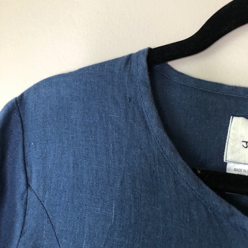 FLAX linen maxi button up dress long sleeve S blue - Picture 4 of 9